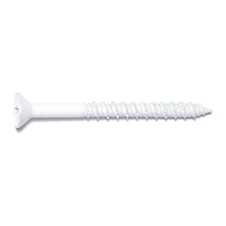 Midwest Fastener Masonry Screw, 1/4" Dia., Flat, 2 3/4 in L, Steel White Ruspert, 100 PK 09707